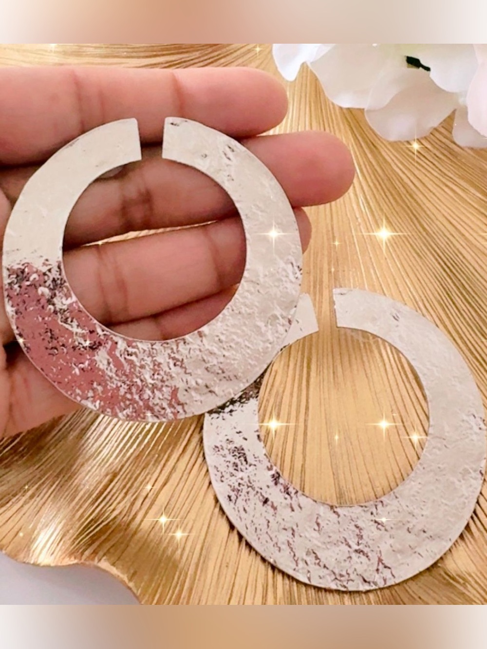 ✨3for$38  New Zara Textured Circular Open Hoop Earrings - Picture 6 of 16